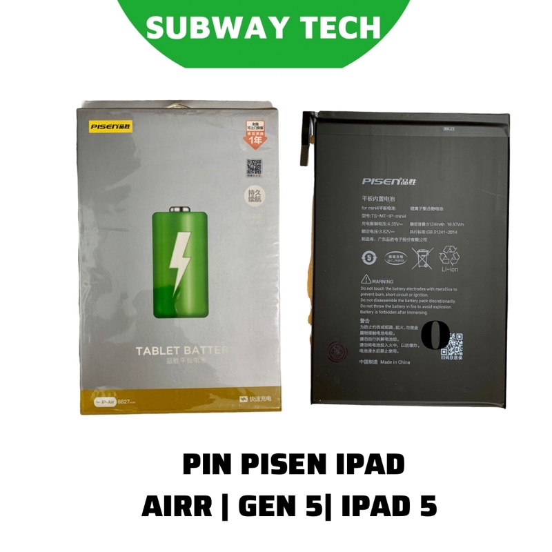 Pin Pisen iPad Air/Ipad5/Gen5/6/7