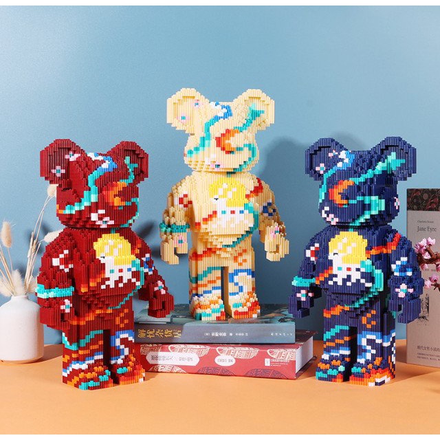 [Có sẵn - 55cm] Lego Bearbrick - Đồ Chơi Lắp Ráp Mô Hình 3D Gấu Bearbrick 55cm