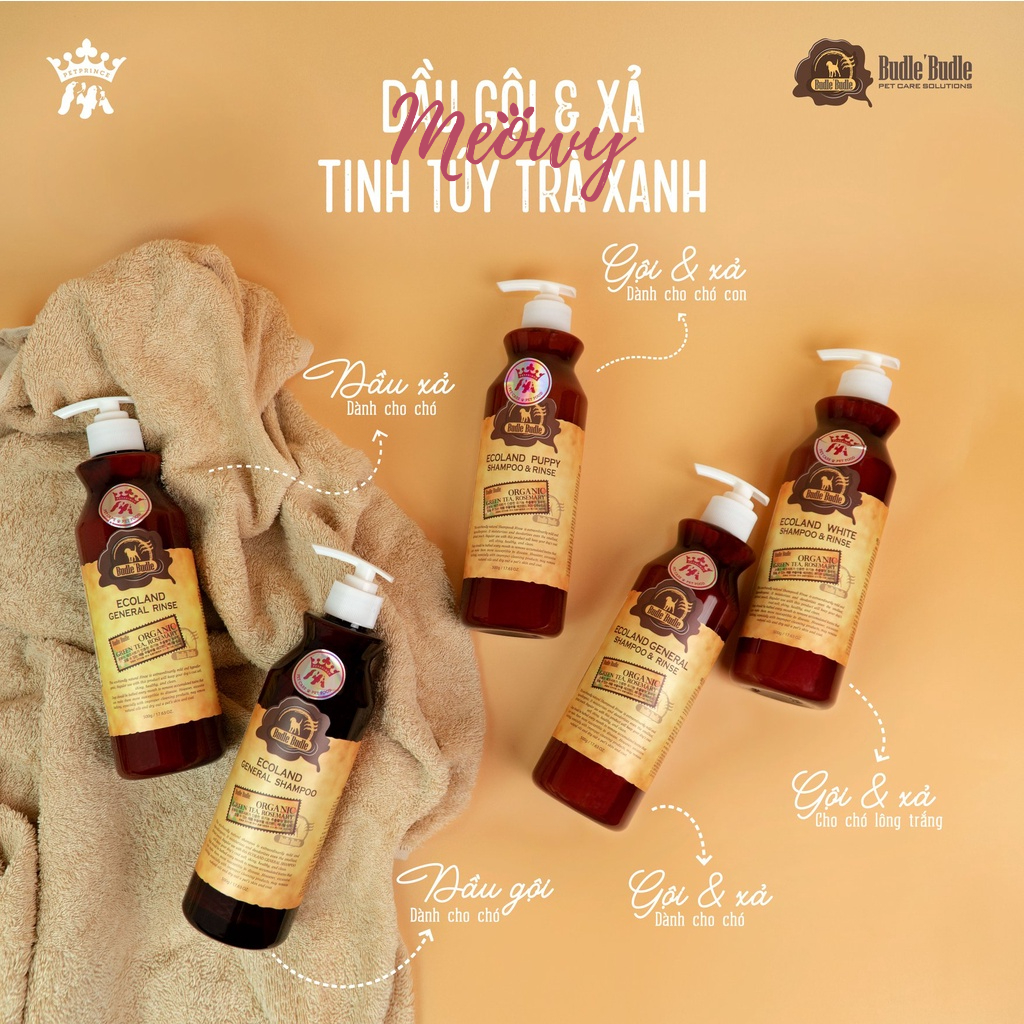 Dầu gội &amp; Xả Budle'Budle cho chó 500ml