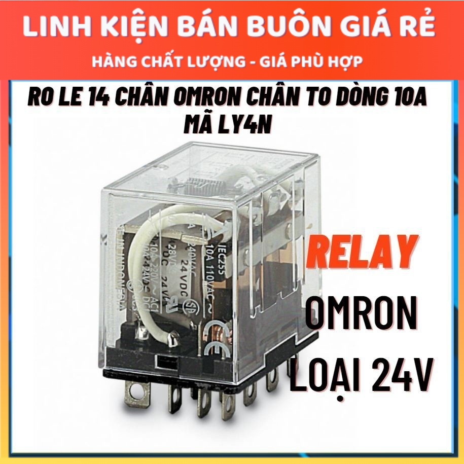 Relay omron 24V 14 chân 10A, Rơ le trung gian, relay 24V10A 14 chân  (Chân To)