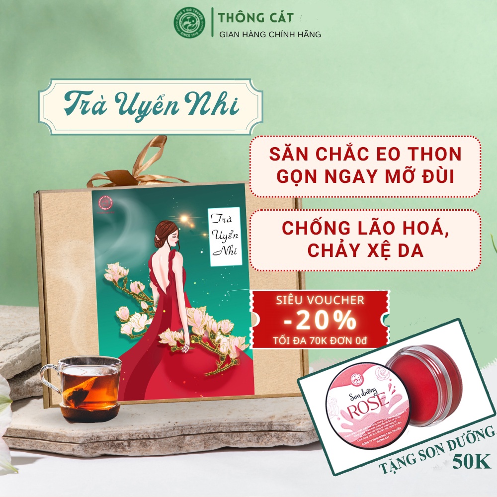 Trà giảm mỡ bụng Uyển nhi THÔNG CÁT HCM - Trà thảo mộc giảm cân, giảm eo, dưỡng da trắng sáng, sinh Collagen