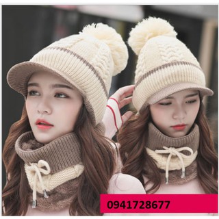 Bộ nón len và khăn cổ nam nữ