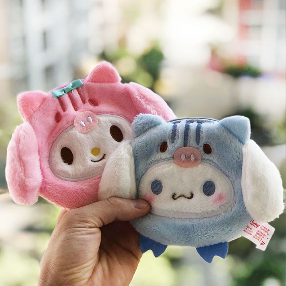Ví đựng đồ nhồi bông mềm mại thiết kế Cinnamoroll có khóa kéo