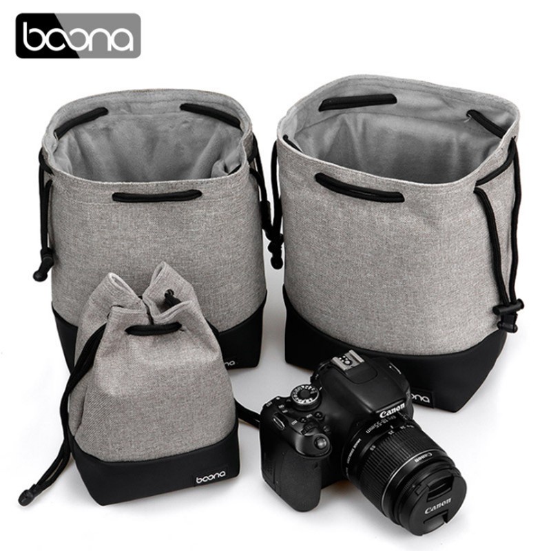 Baona Túi Đựng Máy Ảnh DSLR Bằng Vải Oxford Dày Dặn Chống Nước Có Dây Rút Ốp
