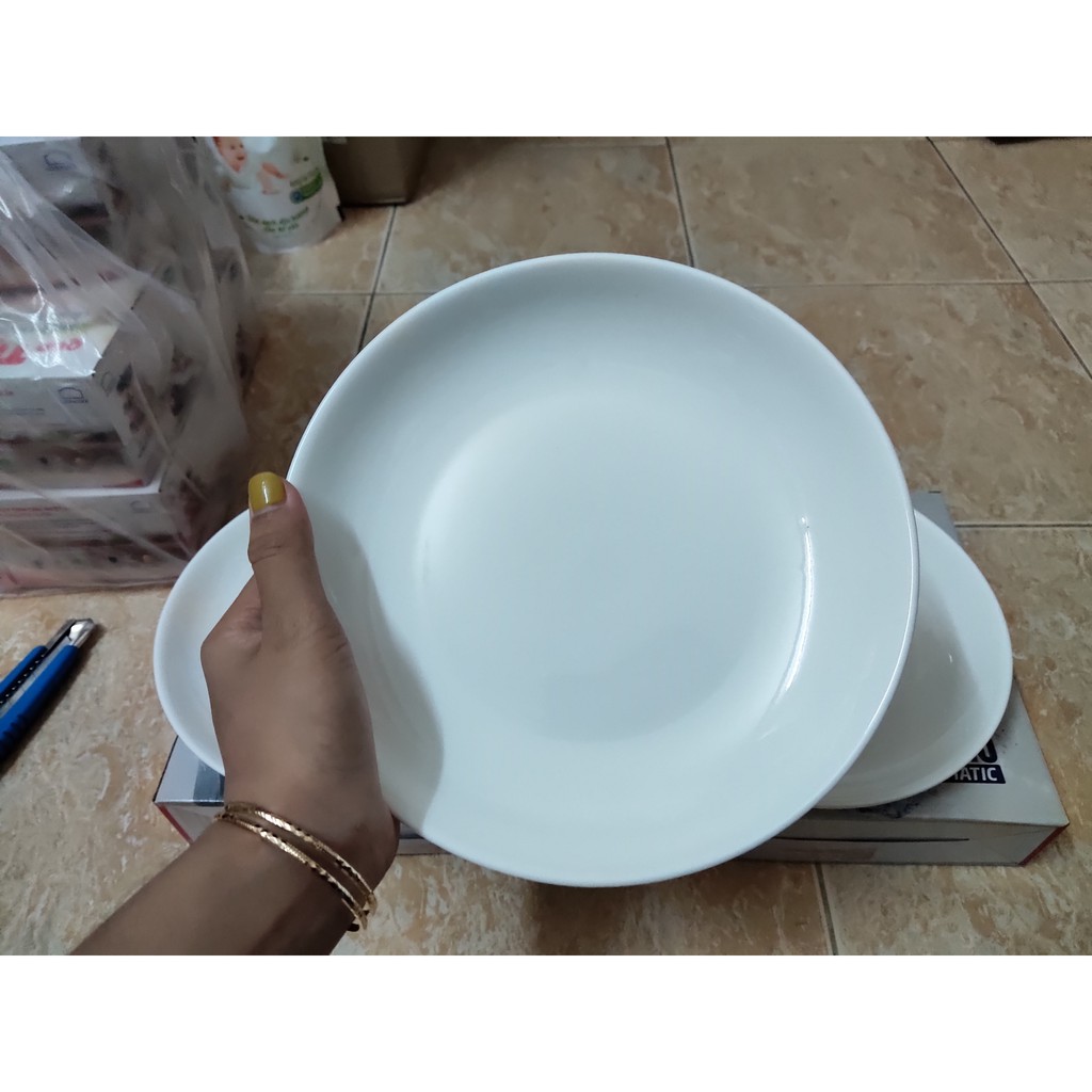 Bộ 2 đĩa sứ cao cấp trắng tinh, dày dặn | BigBuy360 - bigbuy360.vn