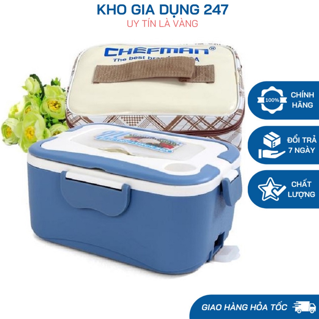 Hộp Cơm Hâm Nóng CHEFMAN CM-113i - Bảo Hành 24 Tháng - Hộp Cơm Cắm Điện Tặng Kèm Túi Da Cao Cấp