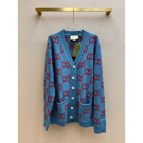 Áo cardigan nữ dáng rộng cổ tim hoạ tiết chữ thương hiệu Gucci GC cao cấp có 3 màu