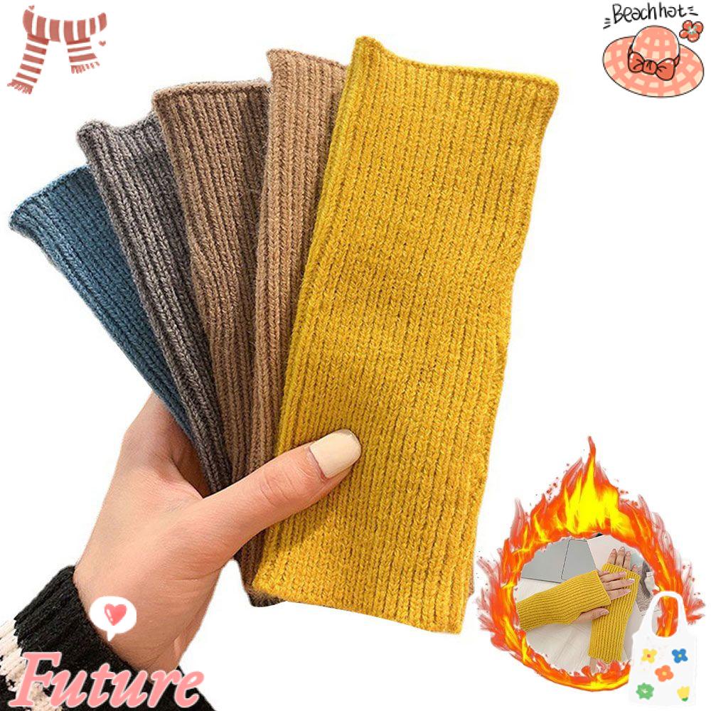 Găng Tay Dệt Kim Dày Mềm Mại Co Giãn Giữ Ấm Cánh Tay