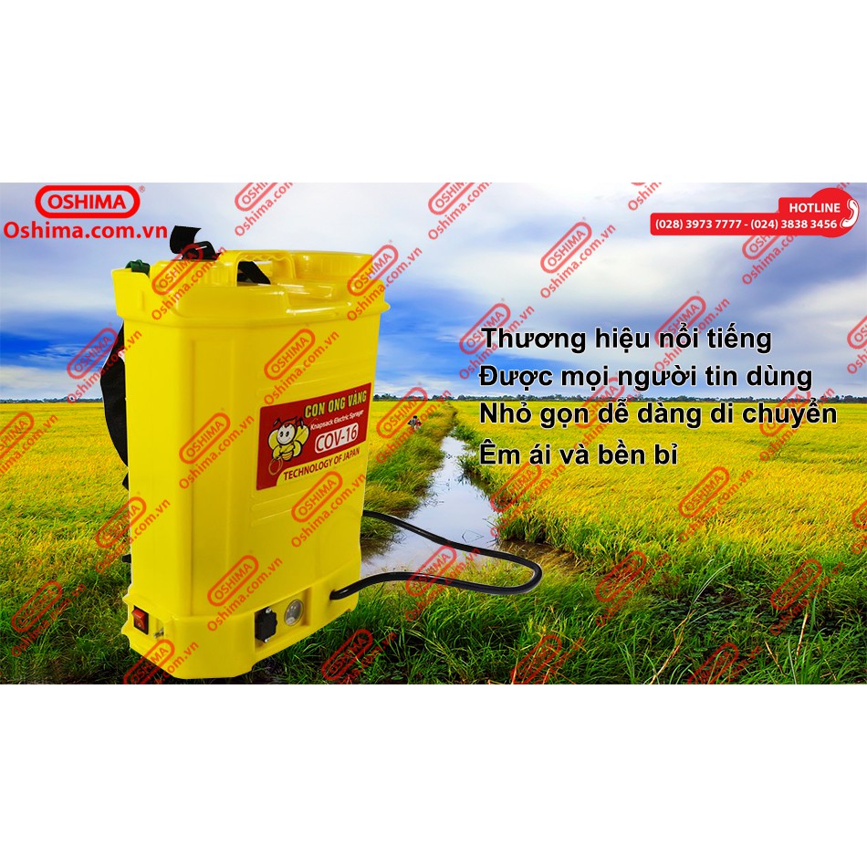 Bình xịt điện con ong vàng, bình phun xịt côn trùng, bình xịt điện 16L, 18L,20L, Bình xịt điện đa năng con ong vàng