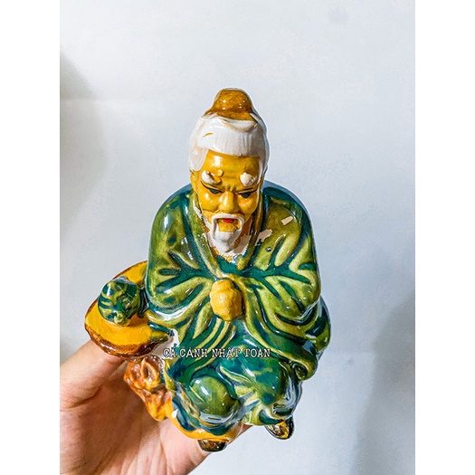 ÔNG LÃO UỐNG TRÀ GỐM SỨ TRANG TRÍ NON BỘ TIỂU CẢNH CAO 13CM
