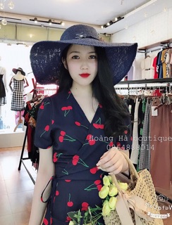 [Xả hàng]Đầm quả Cherry vạt chéo