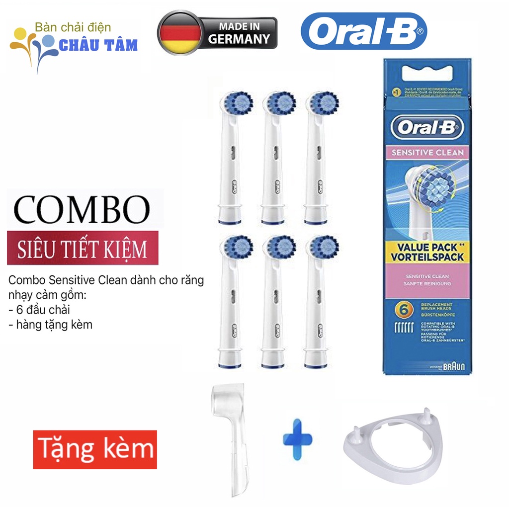 Bộ 6 đầu thay bàn chải điện Oral-B Sensitive Clean (Made in Germany)+ hàng tặng kèm