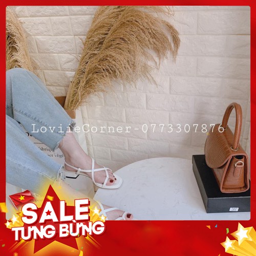 -HÀNG NHẬP KHẨU LOVIIECORNER - GIÀY SANDAL XỎ NGÓN DÂY CHÉO ĐẾ VUÔNG 2 PHÂN - SANDAL BỆT XỎ NGÓN DA NHÁM QUAI HẬU ĐẾ 2 P
