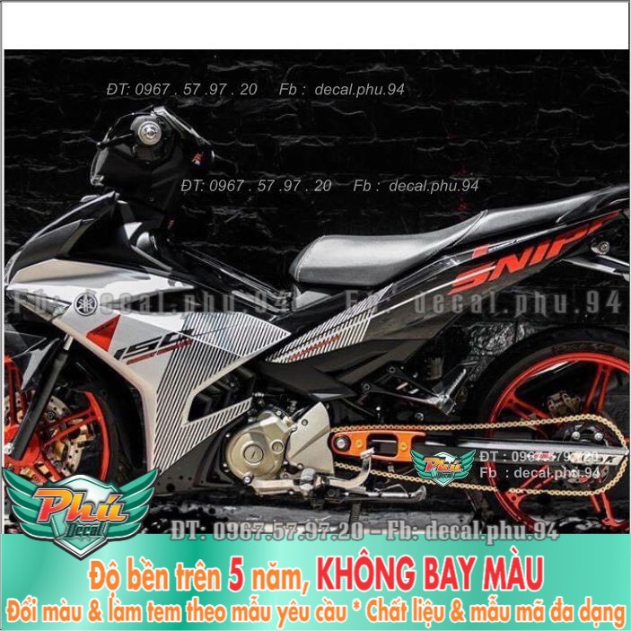 Tem rời Exciter 150 Sniper Bạc đen Crom (B)
