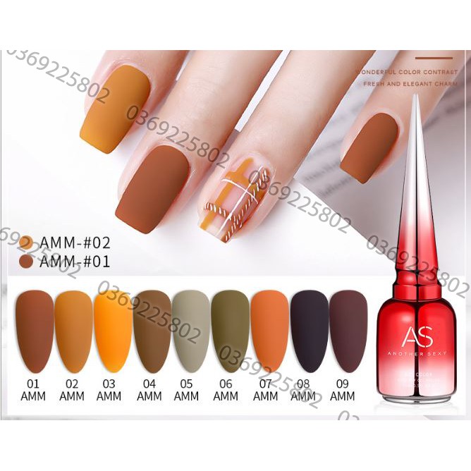 Sơn gel AS mẫu chai đỏ nhọn mã AMM 9 chai 15ml siêu HOT siêu xịn