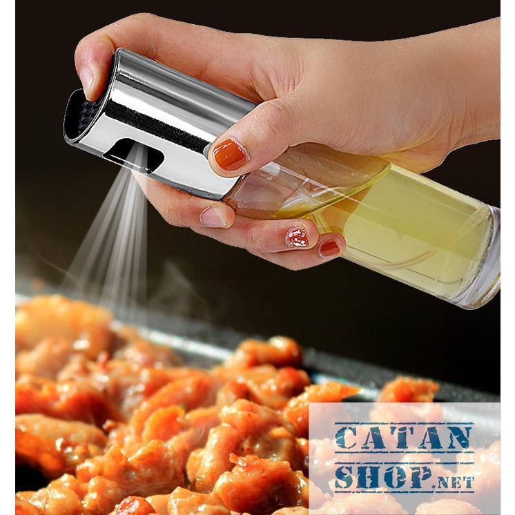 Bình xịt dầu ăn dạng phun sương   chai thủy tinh cao cấp 100ml dùng cho đồ nướng, salad GD548-XitDau