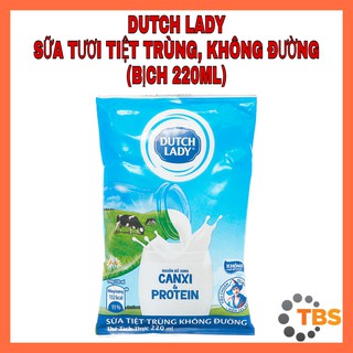 [DUTCH LADY - SỮA TƯƠI KHÔNG ĐƯỜNG] SỮA TƯƠI TIỆT TRÙNG DUTCH LADY KHÔNG ĐƯỜNG, BỊCH 220ML