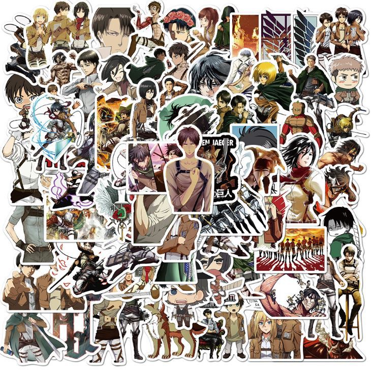 Sticker ANIME ĐẠI CHIẾN NGƯỜI KHỔNG LỒ nhựa PVC không thấm nước, dán nón bảo hiểm, laptop, điện thoại, Vali, xe #145