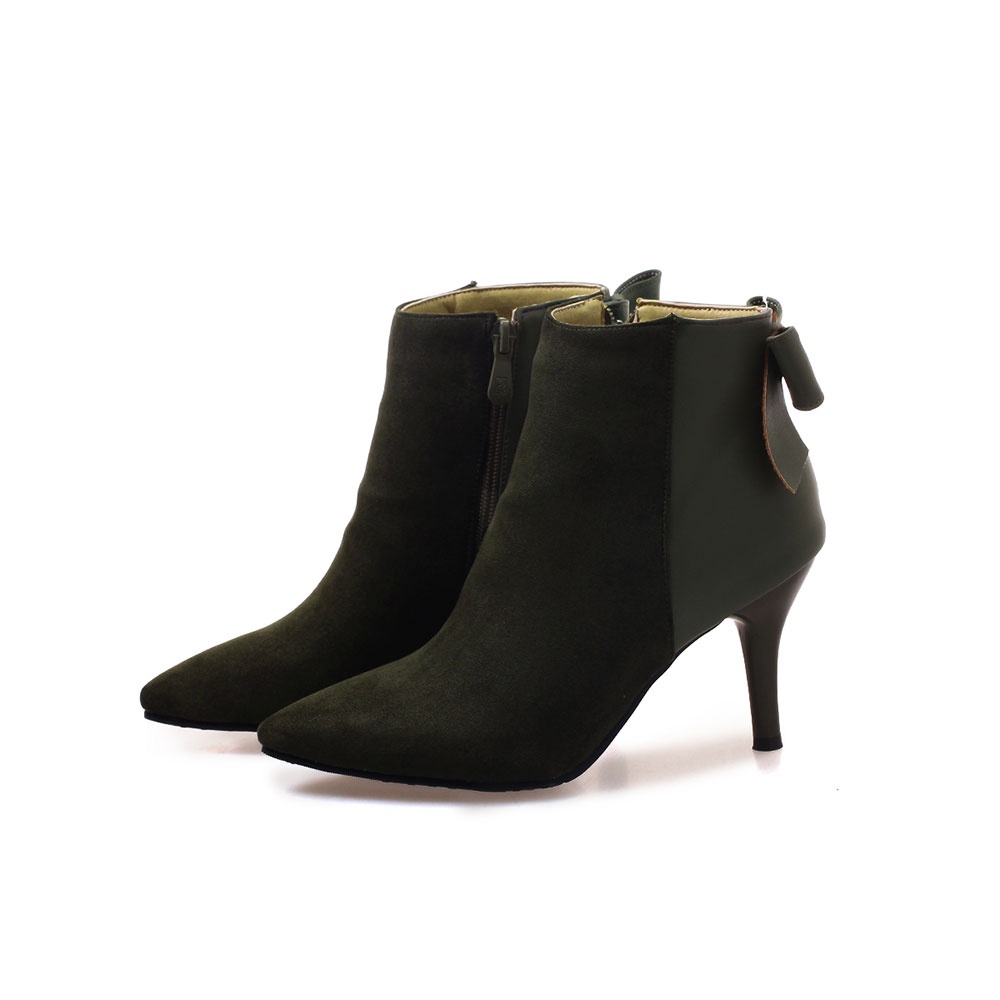 IELGY Giày Bốt Cao Gót 7cm Mũi Nhọn Màu Trơn Phối Khóa Kéo Cá Tính Cho Nữ