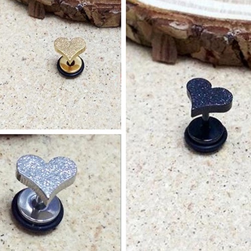 Khuyên Tai Unisex Hình Trái Tim Chất Liệu Thép Không Gỉ