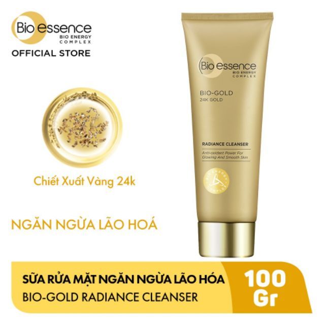 Sữa rửa mặt ngăn ngừa lão hóa Bio-Essence Bio-Gold Cleanser chiết xuất vàng 24k 100g