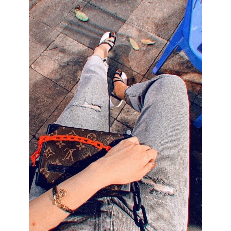 Túi Lv nam nữ trunk xích cam fullbox size 18