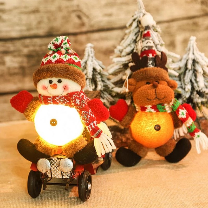 Búp Bê Nhồi Bông Hình Ông Già Noel / Người Tuyết / Nai Sừng Tấm Phát Sáng Trang Trí Cây Thông
