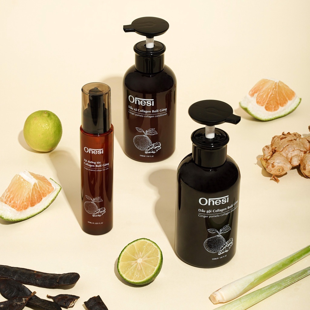 Dầu gội và xả Collagen Bưởi Gừng Ohesi giảm rụng tóc 330ml/chai