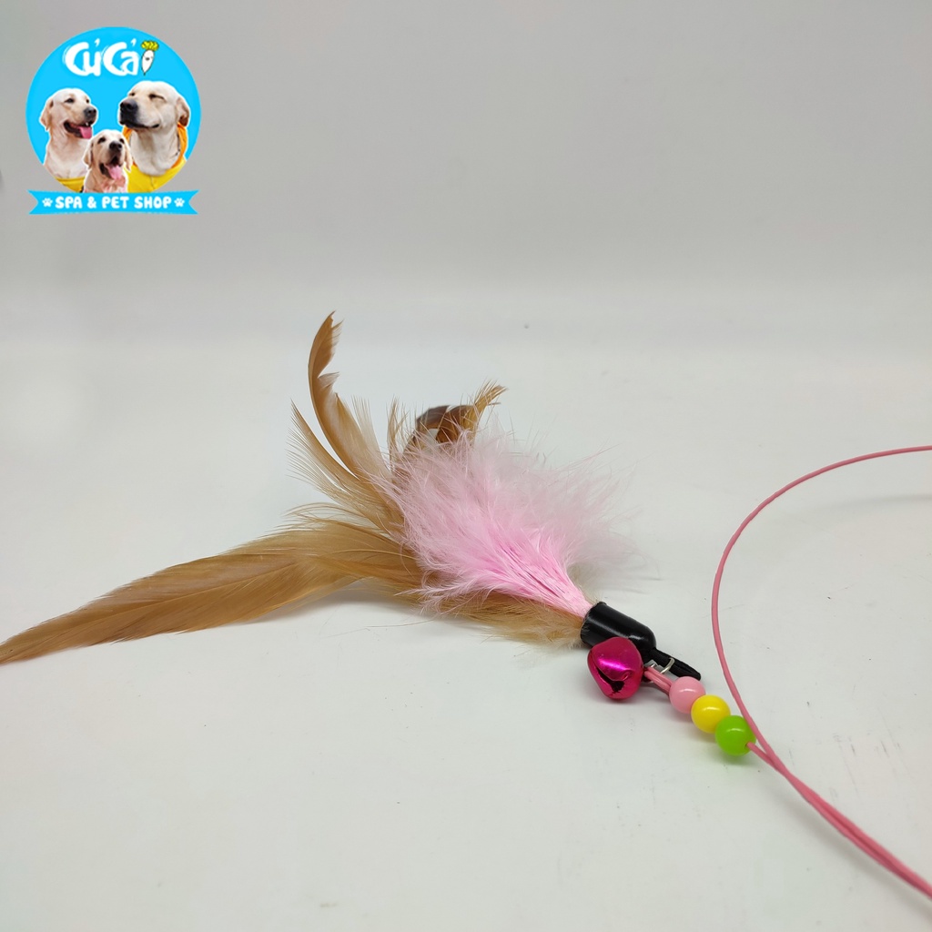 Đồ chơi cho mèo cần câu lông vũ Củ Cải Pet Shop, đồ chơi cho thú cưng giúp mèo giảm stress.