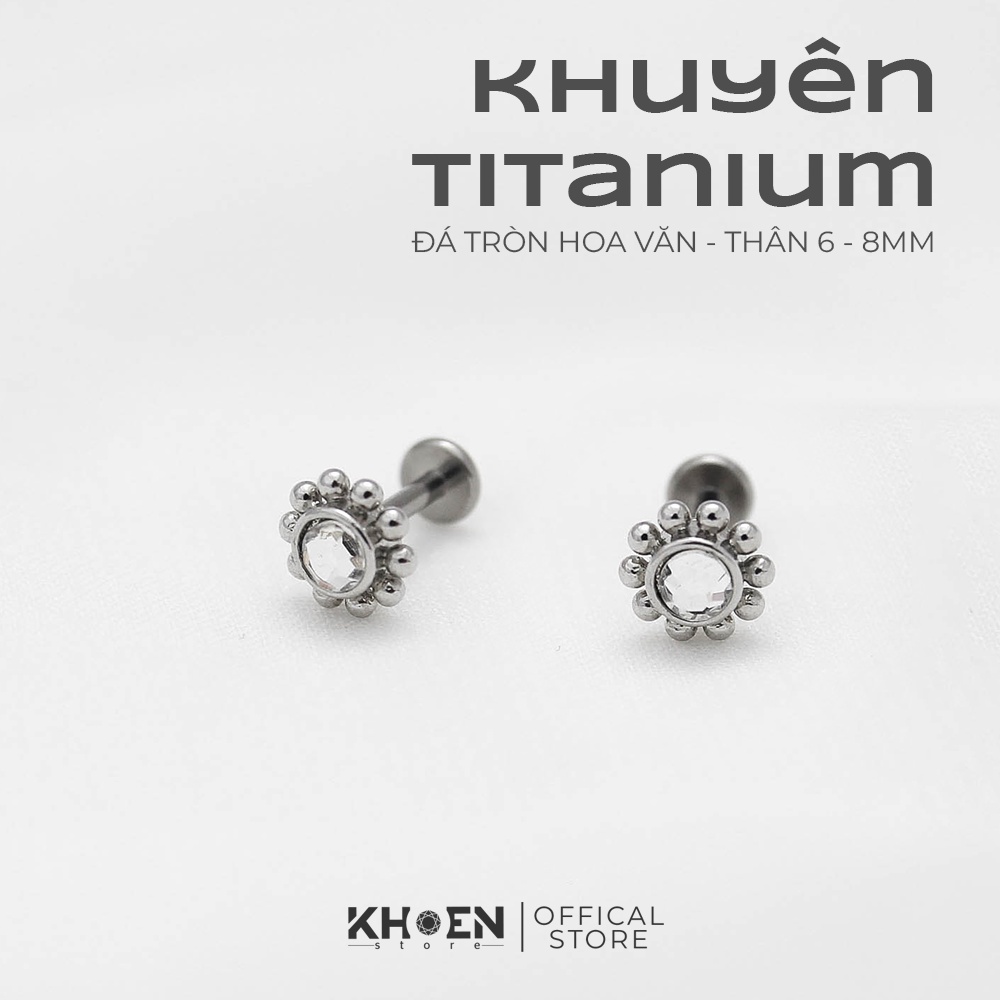 Khuyên Đá Tròn hoa văn - Titanium G23 - Khoen Store