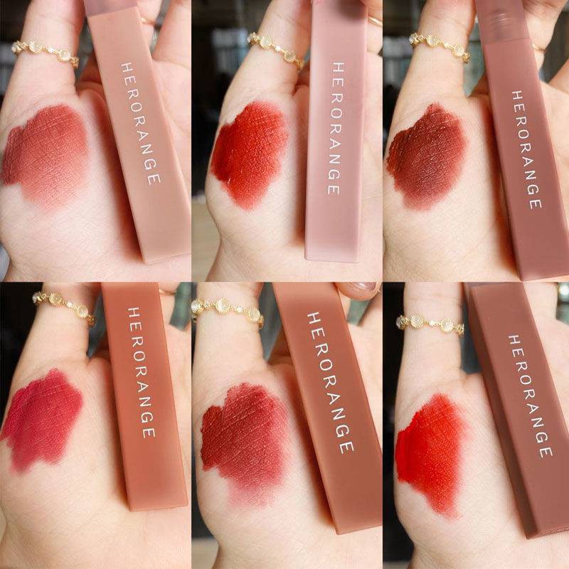 Son kem lì Herorange lâu trôi mềm mịn như nhung hàng nội địa Trung/Son lì HERORANGE mềm mịn như nhung chống thấm nước chống khô môi lâu trôi