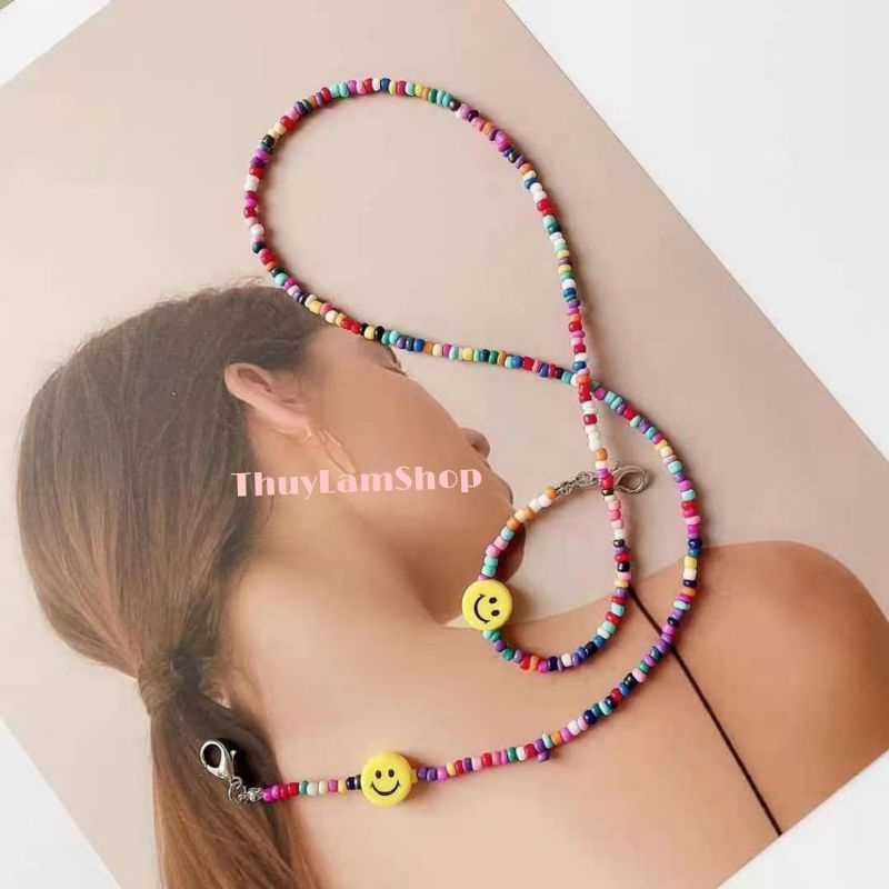 Dây đeo trang trí khẩu trang/kính mắt hình mặt cười chống trượt rớt tiện lơi dễ thương vui vẻ