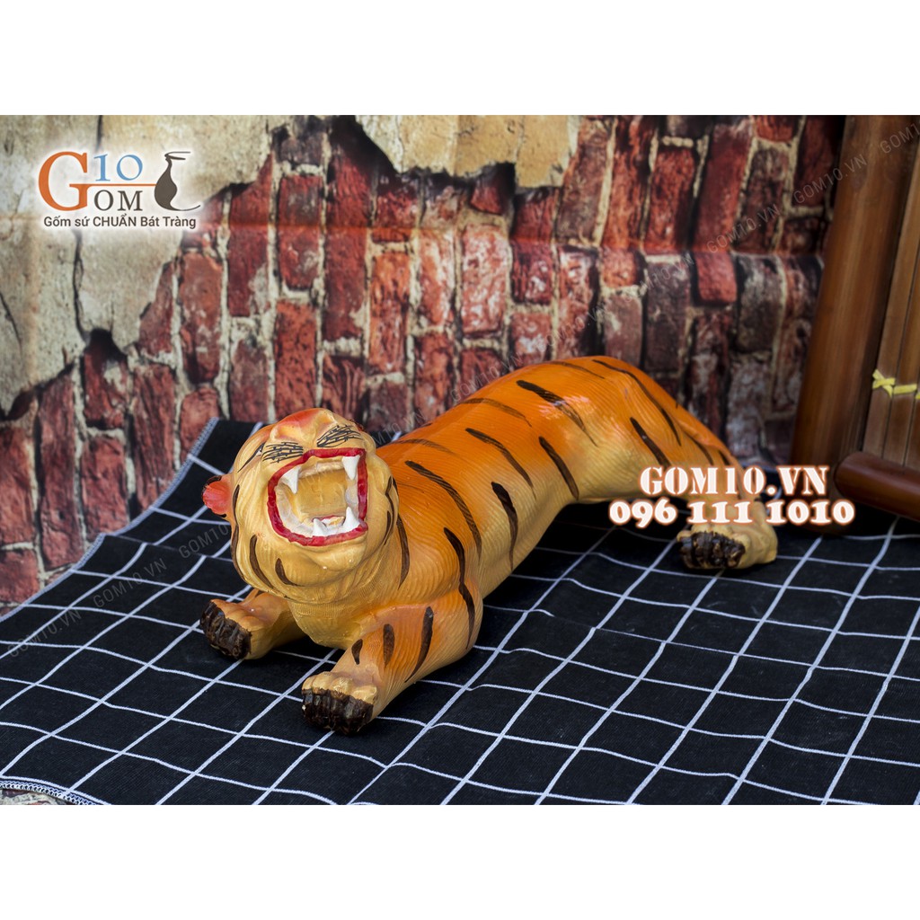 Trang trí tiểu cảnh - Tượng gốm Hổ vàng 26cm