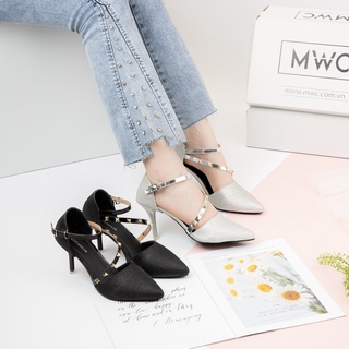 Giày Cao Gót MWC Mũi Nhọn Đế Nhọn 7cm Quai Ngang Ánh Kim NUCG-3994