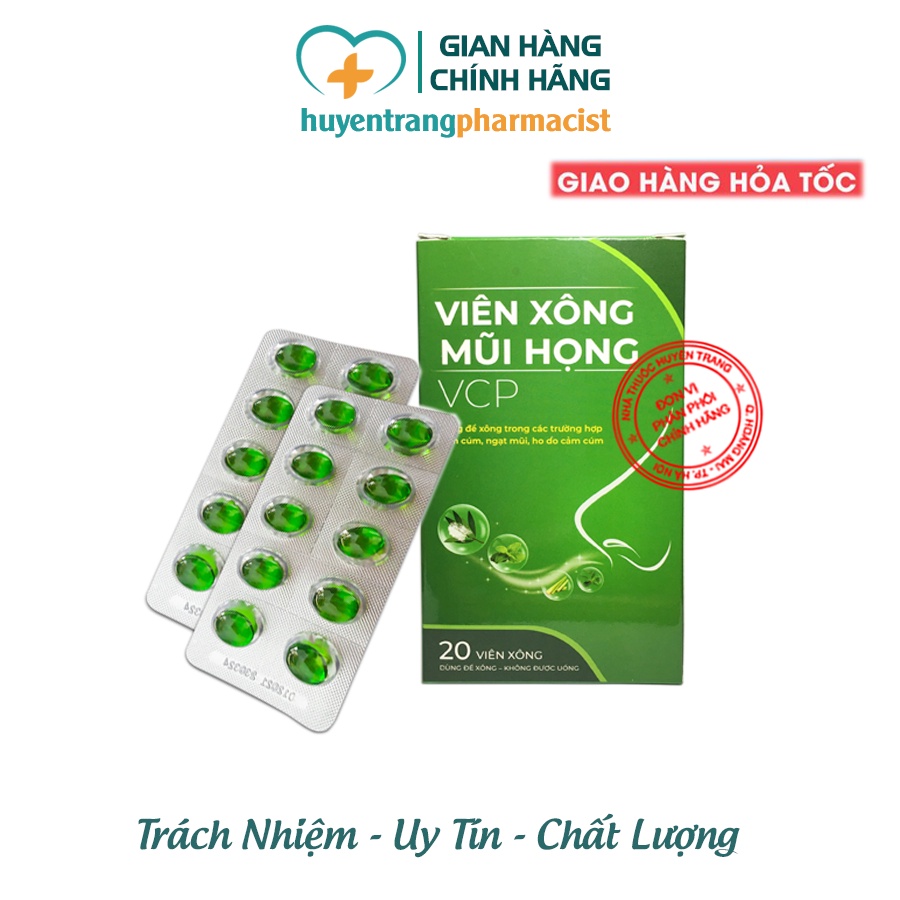 Viên Xông Mũi Họng VCP - Xông cảm cúm, sát khuẩn mũi họng