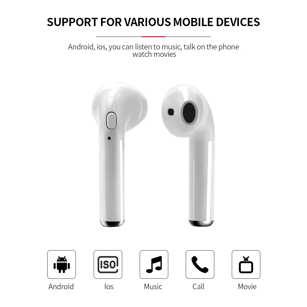 Tai Nghe Bluetooth 5.0 Không Dây I7s Tws Có Mic Cho Iphone 6 7 Plus X Xr Xs Max Samsung S7 S8 S9 +