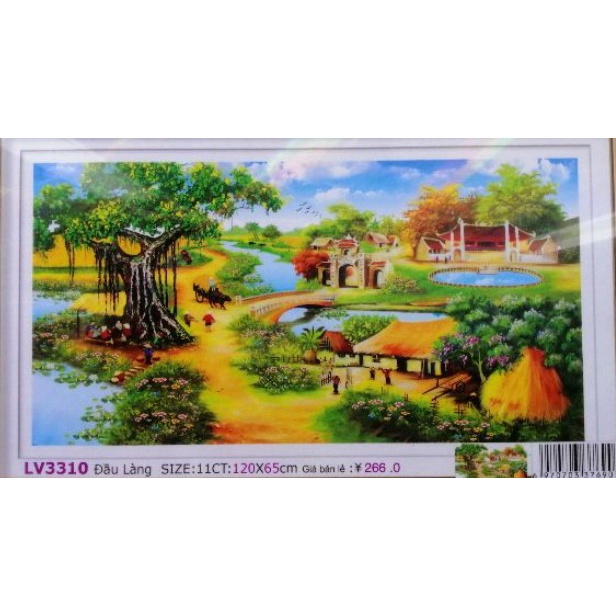 <KHO SỈ> TRANH THÊU 3D PHONG CẢNH LÀNG QUÊ LV3310 (120X65) LV3311 (160X80) LV3312 (120X106)