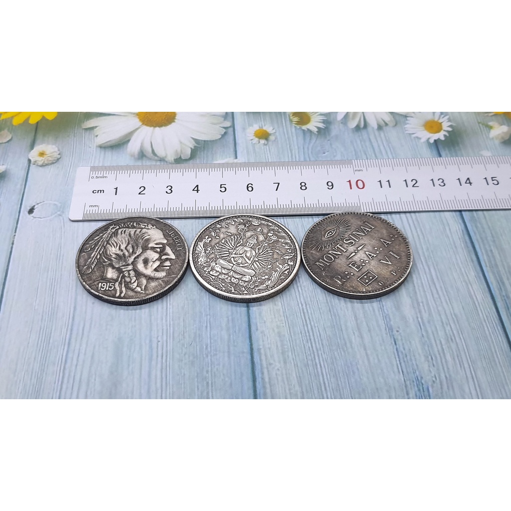 [ 4cm ] Đồng xu Đồng xu lưu niệm khắc hình hợp kim mạ màu nhiều mẫu ( không hộp nhựa ) - Baystore