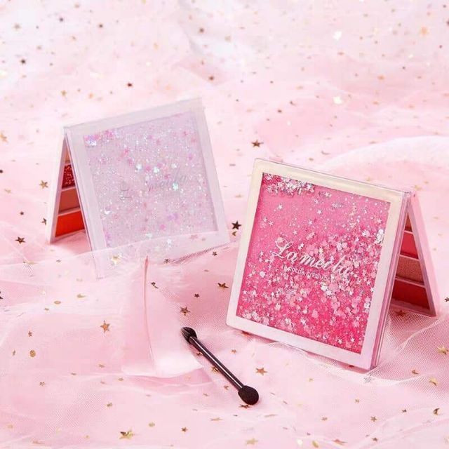 Bảng màu mắt 12 ô Lameila eye shadow thiết kế nắp ngoài nhũ chảy xinh xắn bên trong kèm gương tiện lợi