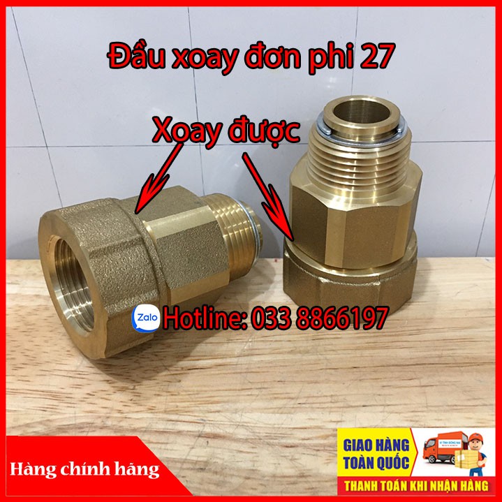 Khớp xoay cò bơm phi 27 bằng đồng cao cấp