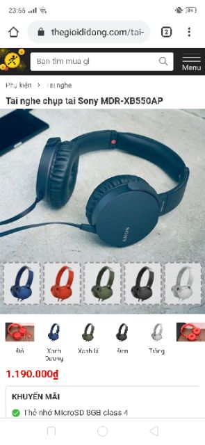 Tai nghe chụp tai Sony MDR-XB550AP