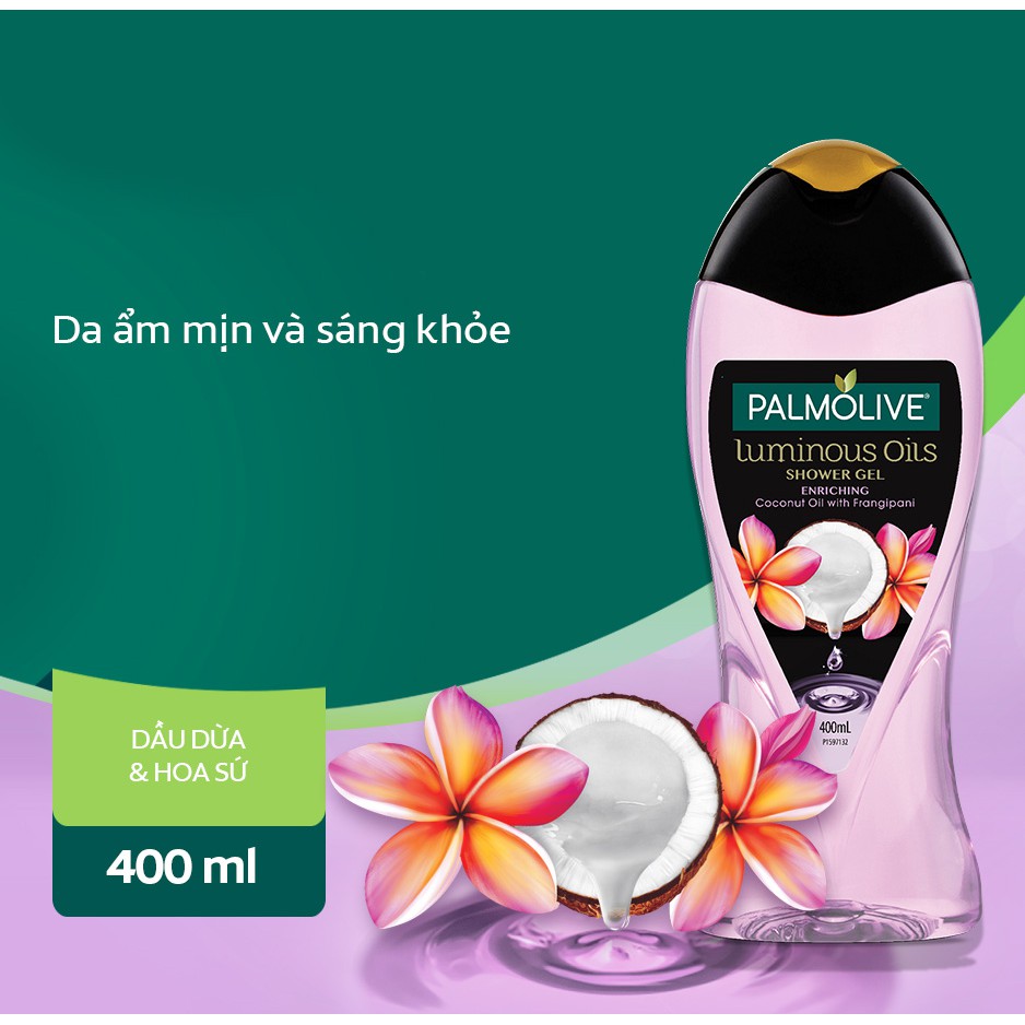 Sữa Tắm Palmolive Luminous Oils Dầu Dừa Và Hương Hoa Sứ Dưỡng Ẩm Hiệu Quả Cho Làn Da 400ml