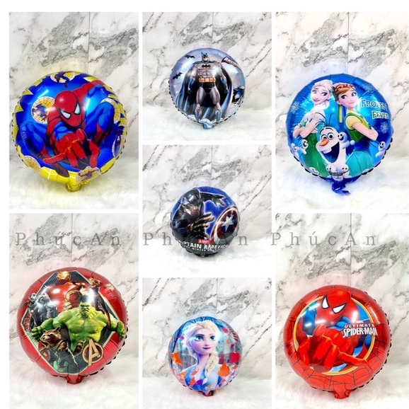 Bóng kiếng khiên tròn 45cm siêu anh hùng trang trí sinh nhật