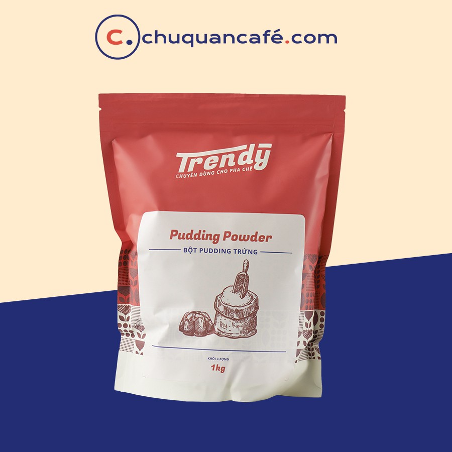 Bột Pudding Trứng Trendy túi ZIP 1kg - Nguyên liệu làm thạch pudding, topping trà sữa chất lượng