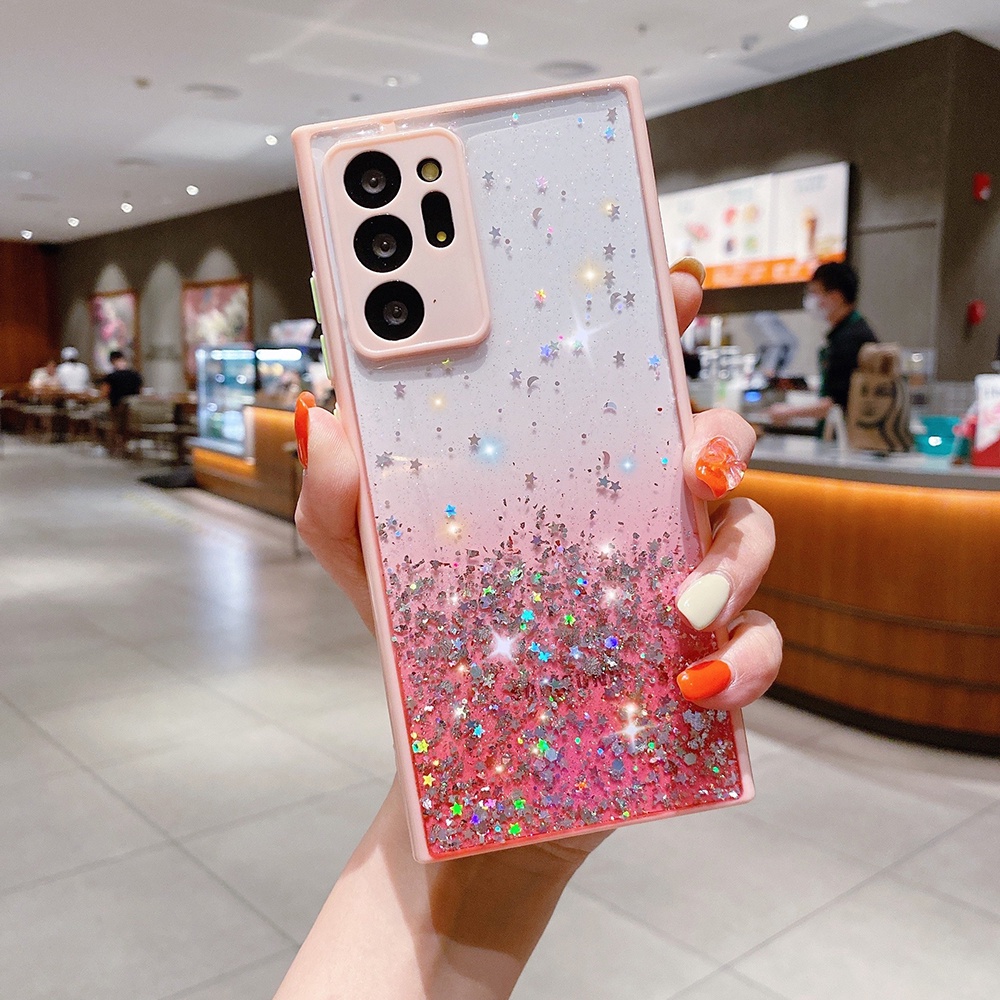 Ốp Điện Thoại TPU Kim Sa Bầu Trời Sao Màu Gradient Cho Samsung Galaxy S21 S20 FE Note 20 Ultra 10 Plus A72 A52 A71 A51 A32