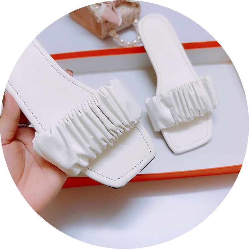 Dép lê quai nhún đế Bệt mẫu mới da lì cực đẹp