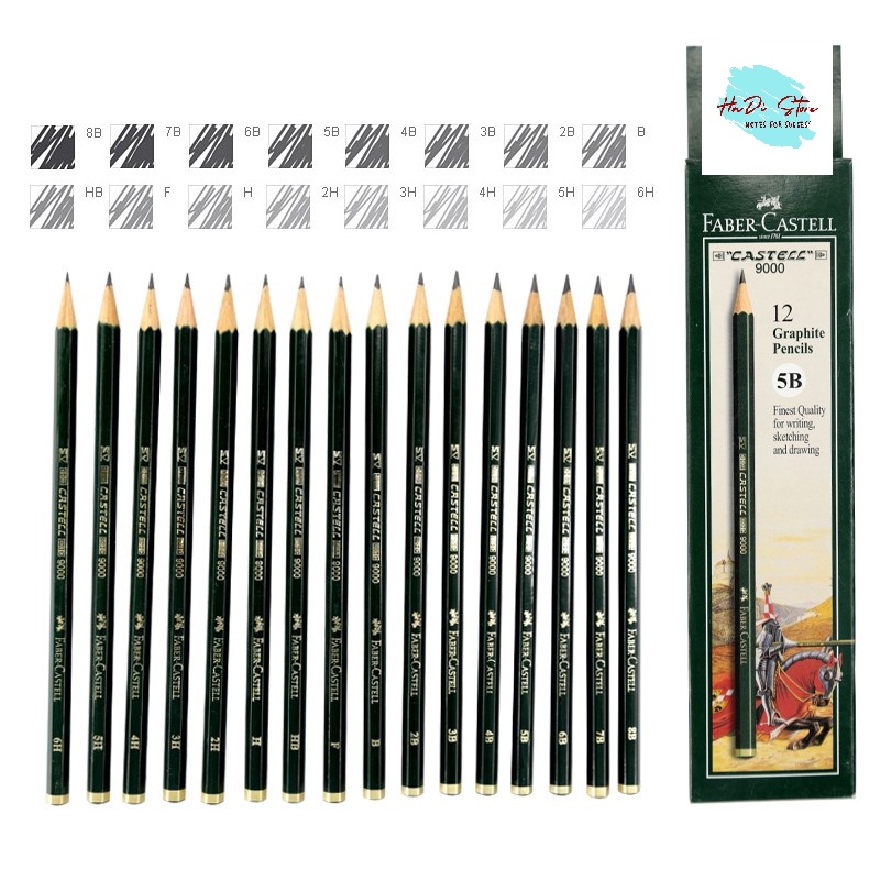 [HADI] Bút chì phác thảo cao cấp FABER CASTELL 9000 chọn nét từ HB-8B (Mã SP:FB-B-9000size)