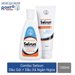 Bộ sản phẩm chống gàu Selsun (Dầu gội chống gàu Selsun 100ml + Dầu xã dưỡng tóc Selsun 100ml)