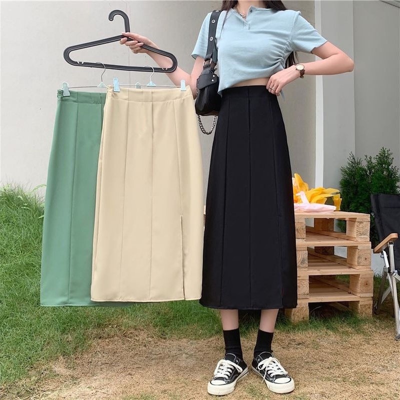Chân váy chữ A lưng cao phong cách Hàn Quốc dễ phối đồ dành cho nữ