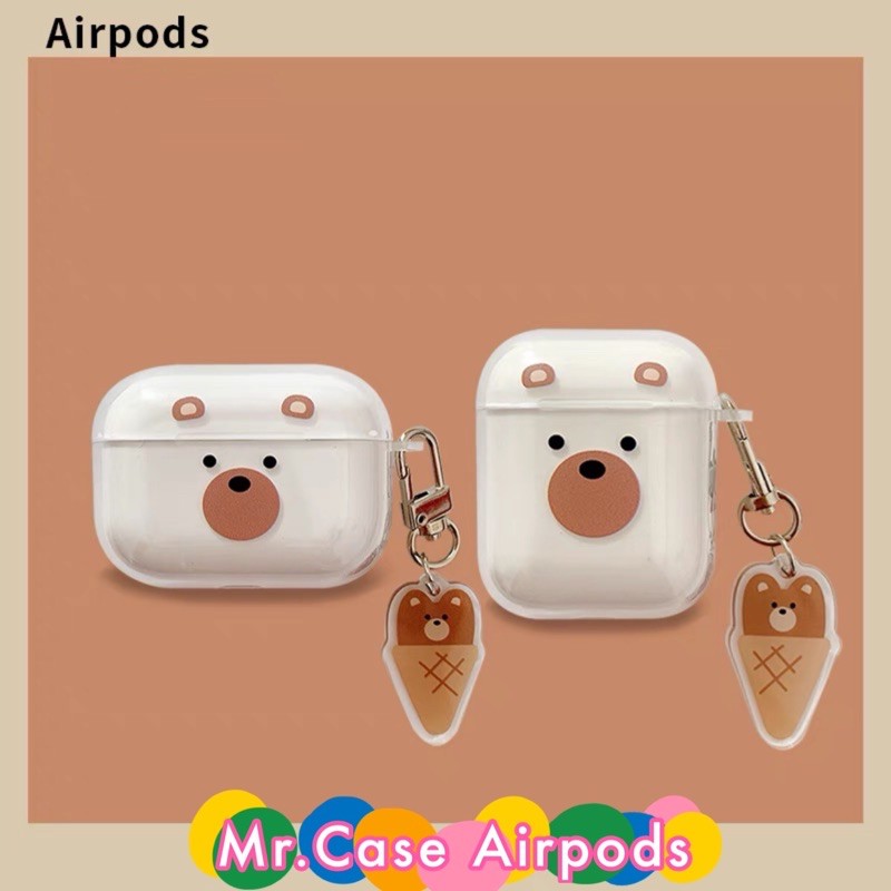 Case Airpods 1/2 Pro Hình Gấy Nâu Que Kem Móc Xinh